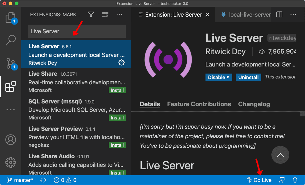 Vs Code Live Server Extension